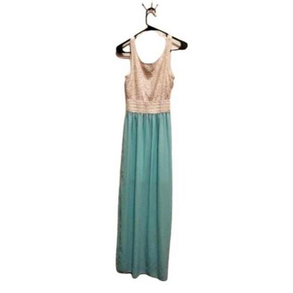 Rue 21 white blue green sleeveless dress sz S